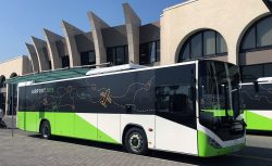 Bus parked in front of airport