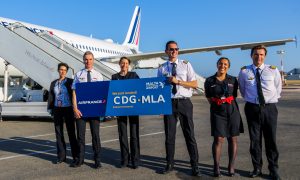 The first Air France flight from Paris Charles de Gaulle is welcomed at Malta International Airport